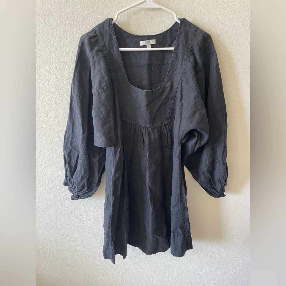 joie 100% linen dark grey mini jade dress 21-1-889-dro3026 - Picture 3 of 5